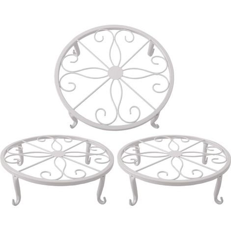 Weiße Blumenuntersetzer 23 X 23 X 11,5 Cm, 3er-set Aus Retroem Eisen Für Sukkulenten, Geeignet Für Innen- Und Außenbereich