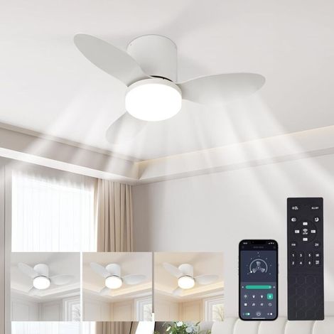 65 Cm 60 W Deckenventilator Mit Licht – Dimmbare Led-deckenleuchte, 6 Geschwindigkeiten, Leiser Dc-motor, Reversibel, Mit App- Und Fernbedienung Für Wohnzimmer, Schlafzimmer Und Esszimmer [energieklas