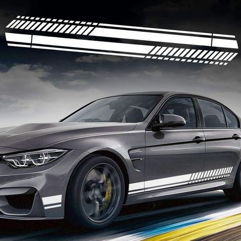 1 Paar 210 Cm Sport-racing-aufkleber Für Karosserie, Seitenstreifen-aufkleber Aus Vinyl Für Autos, Suvs Und Geländewagen, Universell Einsetzbar (weiß)