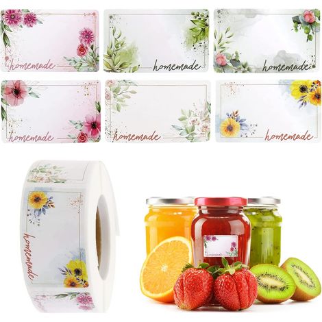 500 Stück Marmeladenetiketten, Rechteckige Blumen-aufkleber, Geeignet Für Marmeladengläser, Einmachgläser Und Gewürzdosen
