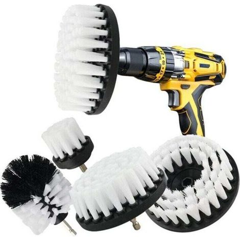 5-teiliges Bohrmaschinen-reinigungsbürsten-set, Bürste Für Bohrmaschine Auto Fliesen Teppich Badewanne Küche Toilette Weiß