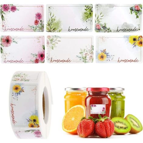 500 Stück Marmeladenetiketten, Rechteckige Blumen-aufkleber, Geeignet Für Marmeladengläser, Gläser Und Spender Für Fruchtgelee, Gewürze