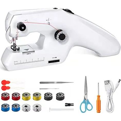 Blanc - Tragbare Doppelgarn-nähmaschine, Elektrische Mini-nähmaschine Für Erwachsene