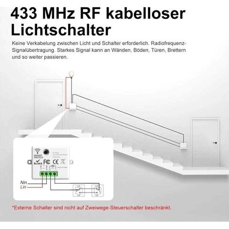 Kabelloser Schalter, Schalterset, 433 Mhz Funk-sender, 2200 W/10 A Empfänger, Lichtschalter, Rf-schalter Und Empfänger, Wandschalter