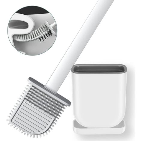 Silikon-toilettenbürste Mit Halterung Für Die Toilettenschüssel, Flexible Toilettenbürsten Mit Silikonborsten, Reinigungsbürste Für Das Badezimmer (weiß)
