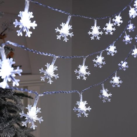 Solar-lichterkette 30 Leds 6,5 M – Schneeflocken – Wasserdicht Ip55 – 8 Lichtmodi – Weihnachtsdekoration Für Garten Und Terrasse