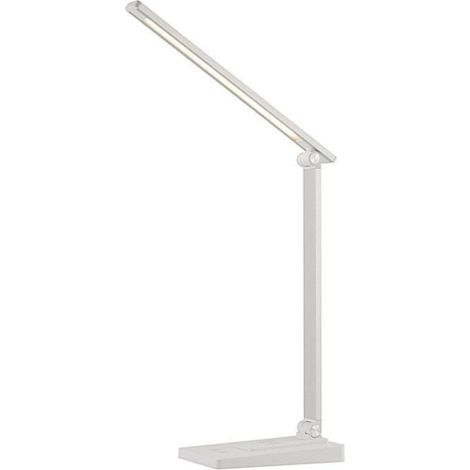 Led-schreibtischlampe, 5 Farbmodi, 10 Helligkeitsstufen, Augenschonende Schreibtischlampe, Touch-steuerung, Usb-c-stromversorgung, Nachttischlampe Mit Timer-funktion - Weiß