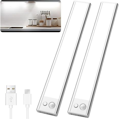 Wiederaufladbare Usb-led-leiste 23 Cm – 1500 Mah – 3 Lichtmodi – Bewegungsmelder Für Küche Und Schrank – 2er-pack