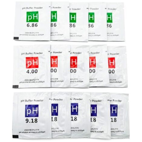 Set Aus 15 Beuteln Mit Pufferlösungen Ph 4,00/6,86/9,18 – Präzision ±0,01 Ph – Zur Kalibrierung Von Ph-messgeräten – Feuchtigkeitsbeständig
