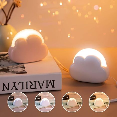 Nachtlicht Kind Wolke, Tragbares Baby-nachtlicht, Mit 4 Helligkeitsstufen Und Silikonriemen, Wiederaufladbares Led-nachtlicht, Nachttischlampe Für Kinderzimmer, Ideal Für Baby Und Mama (2 Stück)