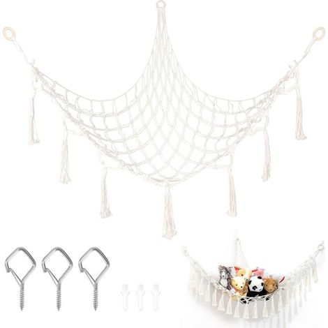 Spielzeug-hängematte Für Plüschtiere, Hängematte Zur Aufbewahrung, Spielzeugnetz, Hängendes Eckregal, Aufbewahrungsstütze Für Kinderzimmer 150 X 100 X 100 Cm