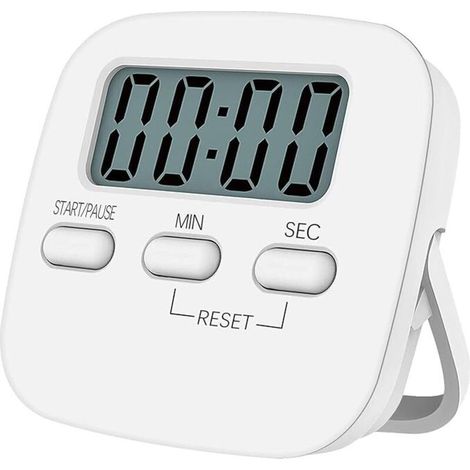 Magnetischer Küchen-timer Mit Großem Lcd-display, Mit Stoppuhr, Lautem Alarm Und Countdown, Weiß