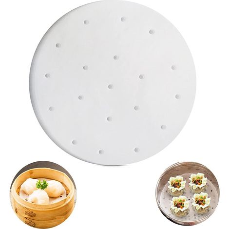 100 Blatt Backpapier, 8 Zoll Rundes Pergamentpapier, Perforiertes Backpapier, Antihaftendes Fritteusen-papier Zum Kochen, Kuchendeckel, Bambus-auskleidungen