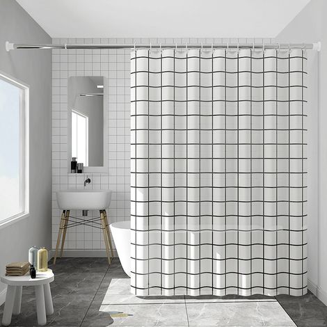 1 Stück 180 X 200 Cm Duschvorhang, Schnell Trocknend, Wasserdicht, Mit Beschwertem Saum, Waschbarer Duschvorhang Aus Polyester Für Badezimmer, Inklusive 12 Haken