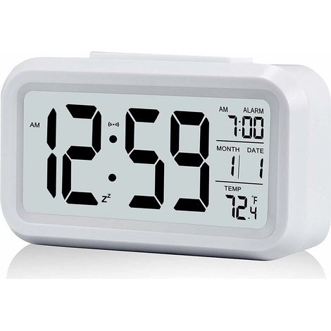 Leiser Batteriebetriebener Wecker Mit Beleuchtung – Großes Hd-led-display – Anzeige Von Temperatur Und Kalender – Schlummerfunktion