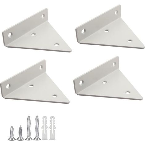 4 Stück Schwebende Tabletthalter, Dreieckige Metall-regalhalterungen, Verdeckte Wandregalwinkel Mit Schrauben Für Deko Im Wohnzimmer, Schlafzimmer, Badezimmer - Weiß
