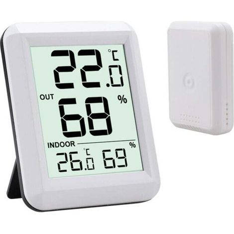 Innenthermometer Und Außenthermometer, Vernetztes Thermometer Mit Kabellosem Außensensor, Digitales Thermo-hygrometer Mit Großem Lcd-display