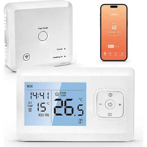 Kabelloser Smart-thermostat, Wlan-fähiger Intelligenter Thermostat, Programmierbarer Heizkesselthermostat Für Gasheizungen, Sprachsteuerung Und Fernbedienung Kompatibel Mit Alexa Und Google Home