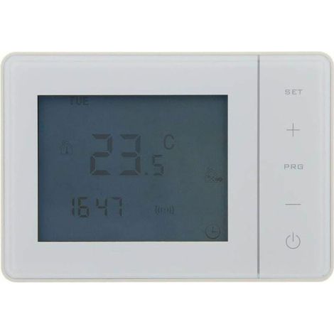 Programmierbarer Verkabelter Thermostat, Weiß – Stromversorgung Mit 2 X 1,5-v-batterien – Großes Hintergrundbeleuchtetes Lcd-display – Anpassbare Wöchentliche Programmierung