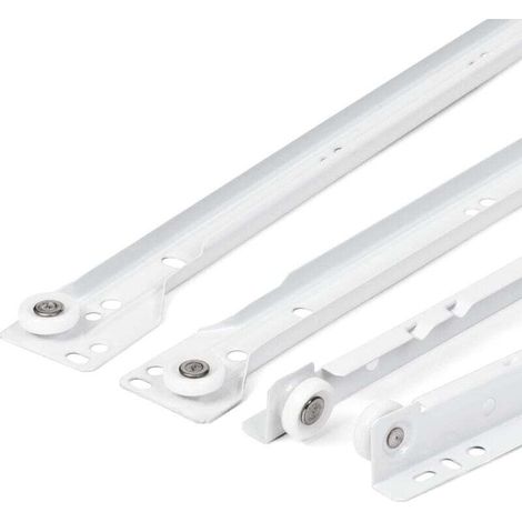 Schubladengleitschiene 400 Mm – 2er-pack (1 Paar) Weiße Teilauszug-gleitschienen, Einfach Zu Montierendes Schubladensystem-kit