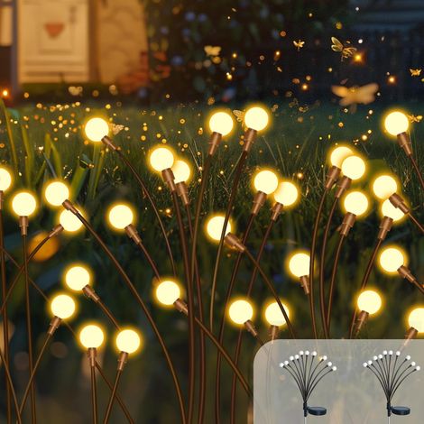 Solarlampen Für Den Garten, 2er-pack (20 Led) Solar-glühwürmchen-lampen Außenbeleuchtung Garten Dekorative Lampen Ip65 Wasserdicht Glühwürmchen-licht Für Weg Hof Garten Terrasse Dekorativ
