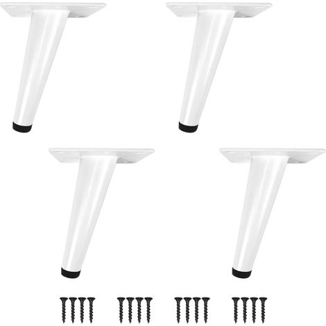 Tischbeine, Möbelbeine, Kegel 4 Stück, Schrankbeine Aus Edelstahl, Schräg/vertikal Mit Leisem Sockel (höhe-10cm(4“), Weiß-schräg)