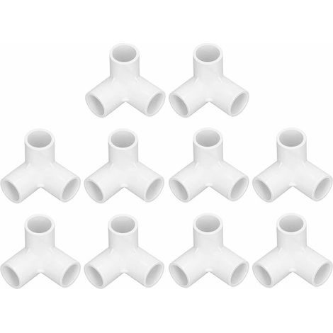 Pvc-verbinder, 3-wege, 10 Stück, Kunststoff-pvc-verbinder Für Möbel, Rohrverbindungen Mit 20 Mm Innendurchmesser, Ellenbogen-verbinder Für Möbelrohre, Diy-zubehör (weiß)