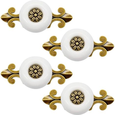 4 Stück Keramikgriffe, Vintage-türgriffe, Klassische Schrankgriffe, Schubladengriffe Für Küche, Wohnzimmer, Schlafzimmer, Mit 2,5 Cm Schrauben, Weiß