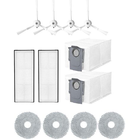 12pcs Zubehör Für Roborock Q Revo/p10 Saugroboter, Ersatzteile Mit 4 Wischtüchern + 2 Staubbeuteln + 4 Seitenbürsten + 2 Filtern, Zubehörsets Für Staubsauger
