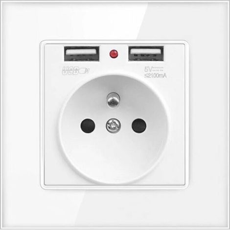 Wandsteckdose Mit Doppelter Usb-ladefunktion, 16a 250v Ac, Material: Feuerhemmendes Pc, Usb-ausgang 5v 2,1a Für Digitale Geräte