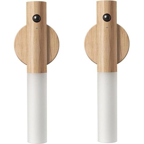 Bewegungsmelder-nachtlicht Aus Holz, Magnetische Flurbeleuchtung, Wiederaufladbare Led-wandleuchte, Tragbar Für Treppen, Schlafzimmer, Batteriebetrieben (weiße Esche)