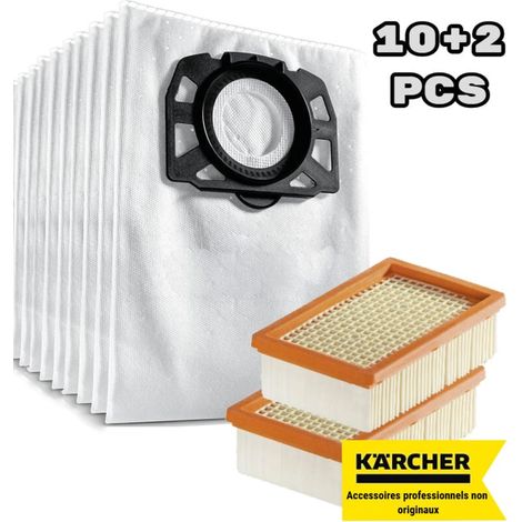 Geeignet Für Kärcher Wd 4, Wd 5, Wd 6, Wd 4290 / 5200 M / 5300 M / 5600 Mp Flusenfiltersack + Flachfaltenfilter (10+2er Pack)