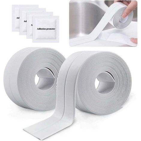 2 Rollen Selbstklebendes Dichtungsband, Pvc Klebeband Zur Wandabdichtung, Für Dusche, Wc, Küche, Badezimmer (weiß)