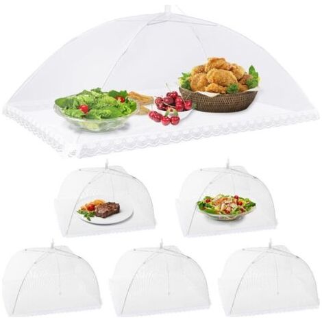 6 Stück Faltbare Speiseabdeckungen, Anti-fliegen-netzhauben, Lebensmittel-schutzschirm In Zeltform Für Bbq, Picknick Und Insektenschutz, 1 Groß (100x60 Cm) & 5 Standard