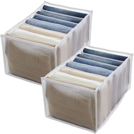 2 Stück Faltbare Mesh-aufbewahrungsbox, Jeans-schubladenorganisator, Schubladenorganisator, Faltbarer Schubladenorganisator, 7 Fächer, Für Die Aufbewahrung Von Kleidung, Leggings, T-shirts, Jeans