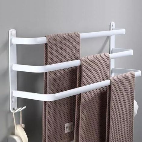 Wandhandtuchhalter, 60 Cm, Bohrfreie Befestigung, Weiß, Zubehör Für Bad Und Küche