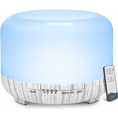 Ätherische Öl-diffusoren, 500 Ml Holzmaserung-diffusor Für Ätherische Öle, Großer Raum, Zuhause, Aromatherapie-diffusor Mit Kaltnebel (weiße Holzmaserung)