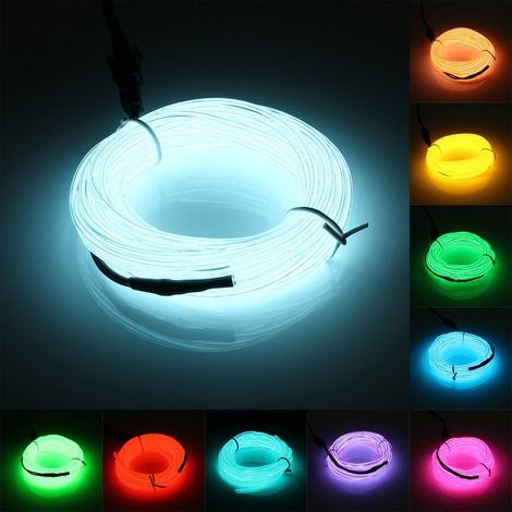 El-led-streifen Und Zubehör, 5m El-draht, El-kabel, Neonbeleuchtung, Elektrolumineszent, Batteriebetrieben, Geeignet Für Halloween-partys (weiß)