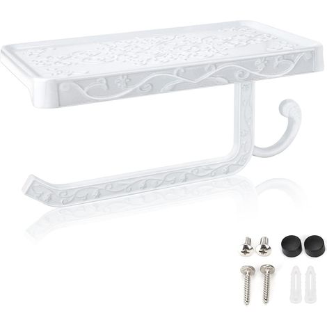 Wandmontierter Toilettenpapierhalter, Hicoosee Toilettenpapierhalter Mit Ablagefläche Für Badezimmer Und Wc, Weiß