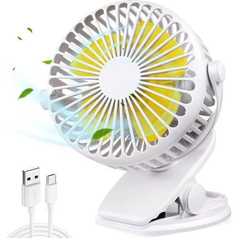 Leiser Usb-ventilator, Tragbarer Usb-tischventilator Mit Wiederaufladbarem Akku, 360° Drehbarer Kühlventilator Mit 3 Geschwindigkeitsstufen Für Kinderwagen Und Auto