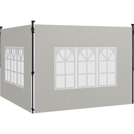 Seitenwände Für 3x3m Und 3x6m Zelte, 2er-set Gazebo-seitenwände Mit Fenstern, 293x193cm, Weiß
