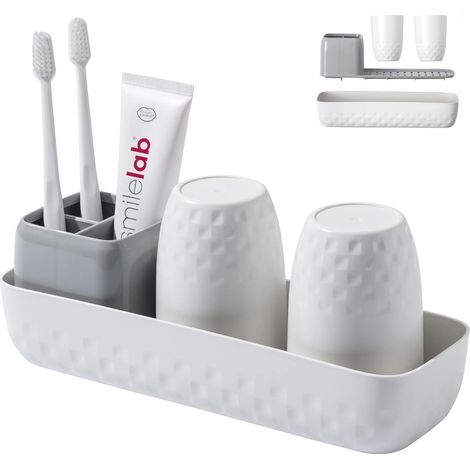 Weiße Zahnbürstenhalterung, 26911,5 Cm, 1 Stück, Set Aus Zwei Bechern Für Die Badezimmerwäsche.
