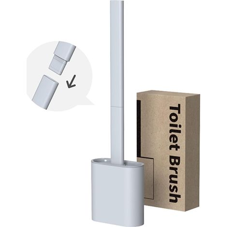 Wc-bürste Aus Silikon – Toilettenbürste Mit Halterung, Tropffrei, Antibakteriell, Belüftet (grau)