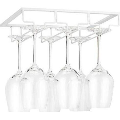 Glashalter Für Weingläser - Unterbauglasständer Aus Metall Mit Schrauben, Edelstahl-aufbewahrungshalter Für Gläser Mit 3 Reihen Für Küche, Bar, Restaurant Weiß