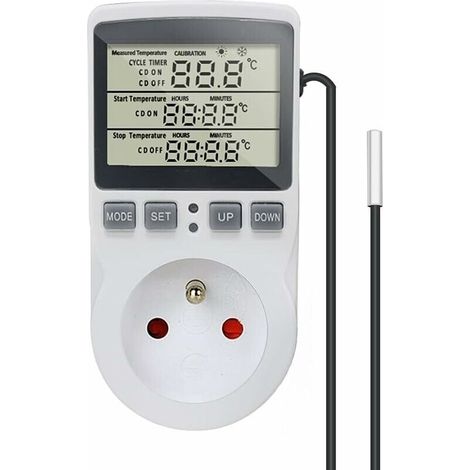 Prise Thermostat Temperaturregler Digital Heizung Kühlung Mit Sonde, Lcd Steckdose Temperaturcontroller Timer Für Aquarium Inkubator Gewächshaus-liaiki