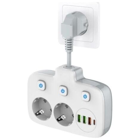 Steckdosenleiste Mit Einem Schalter, Steckdosenleiste Mit 3 Schaltern, Doppel-wandsteckdose Mit 4 Usb-anschlüssen, Netzadapter Mit Überspannungsschutz, Kabellänge 0,2 M
