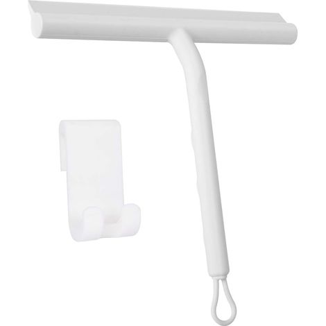 Duschabzieher, Duschabzieher Für Glastüren, Badezimmer-abzieher Mit Halterung - 21 Cm Weiß, Silikon-abzieher Für Duschtüren, Autofenster, Spiegel Usw.