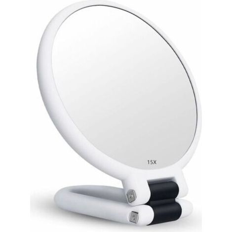 15x Vergrößerungsspiegel, Klappbarer Doppelseitiger Spiegel Für Verschiedene Make-up-details (weiß)