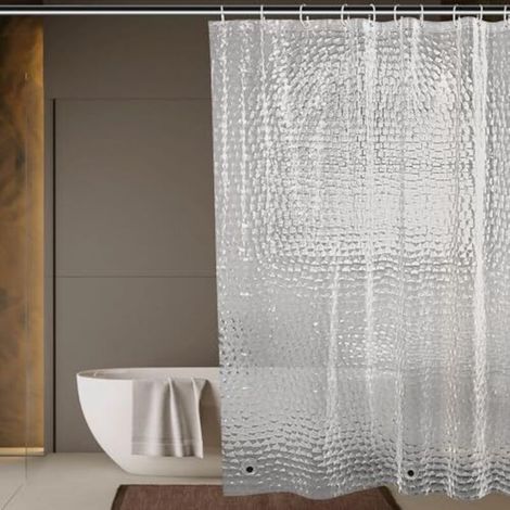 Duschvorhang 180x180cm, Halbtransparenter Duschvorhang, Wasserundurchlässiger, Waschbarer Eva-3d-badewannenvorhang Mit 12 Ringen