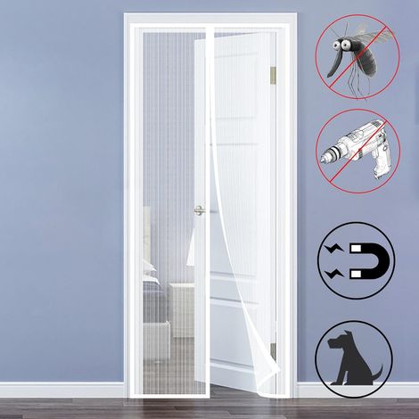 Magnetisches Fenster-insektenschutzgitter 110x210cm, Fliegenvorhang Für Türen, Maßgeschneidert, Ohne Bohren, Für Innentüren/patio/schiebetüren, Weiß-rapanda